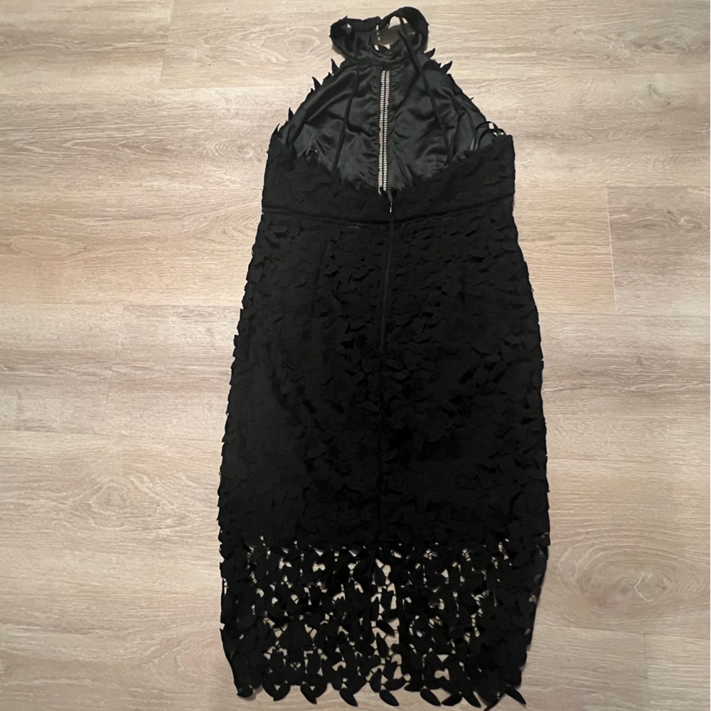 Bardot Gemma Black Lace Backless, Halter Neck, Lined Beautiful Designer Dress XL - Picture 6 of 15